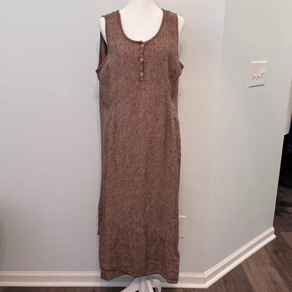 Flax Linen Tweed Sleeveless Dress - Picture 1 of 5
